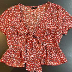 Shein tie front shirt size small. Like new!